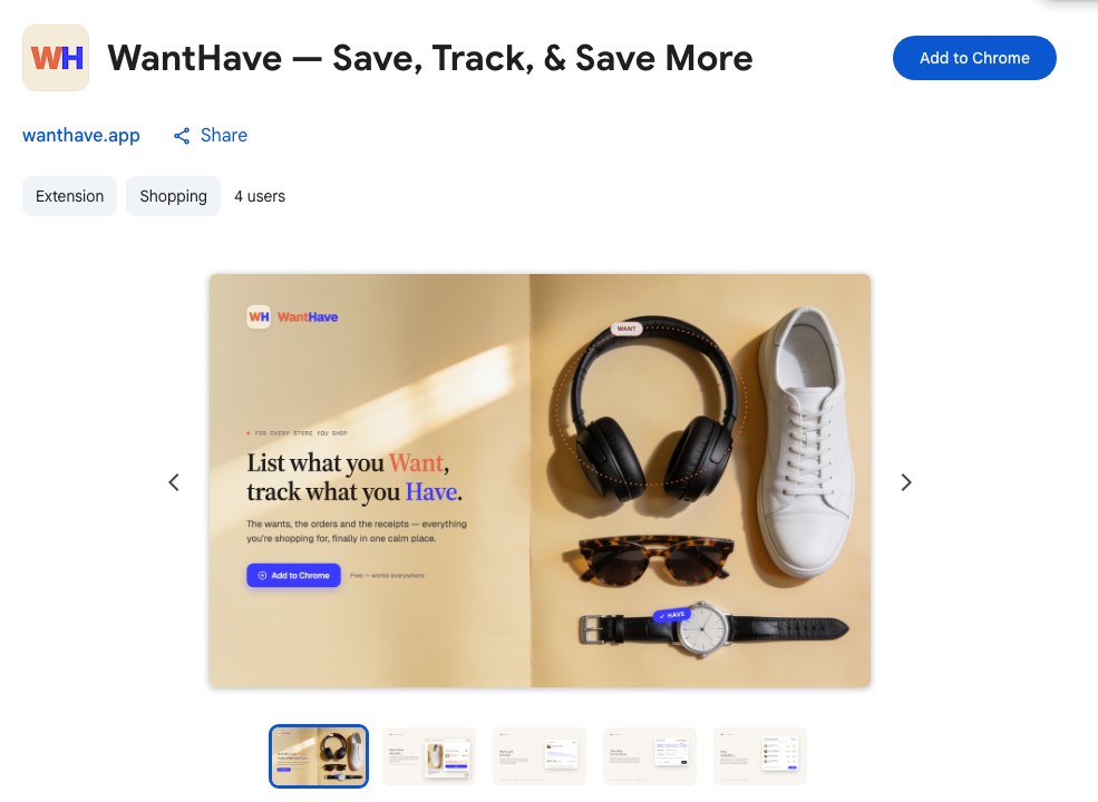 WantHave on the Chrome Web Store