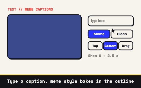 Adding a meme caption to a GIF in What the GIF